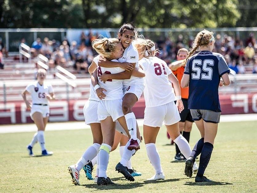 Soccer players celebrating